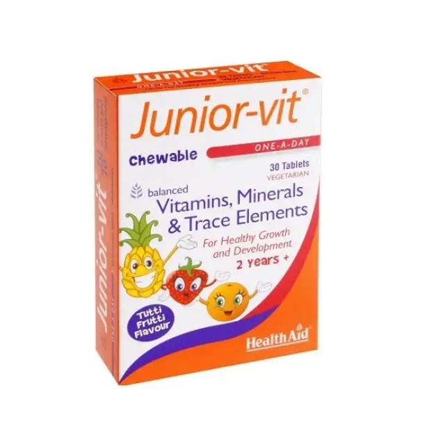 Health Aid Junior-vit 30tabs – Παιδικές Πολυβιταμίνες με Γεύση Tutti Frutti