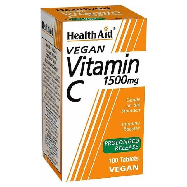 Health Aid Vegan Vitamin C 1500mg 100tabs - Συμπλήρωμα Διατροφής με Βιταμίνη C
