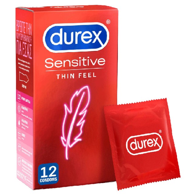 Durex Προφυλακτικά Πολύ Λεπτά Sensitive 12τμχ.