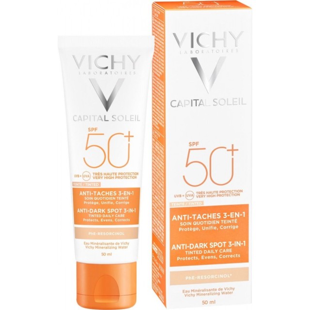 Vichy Capital Soleil Anti Dark Spot Tinted – Αντηλιακή Κρέμα Προσώπου με Χρώμα μη Λιπαρής Υφής Κατά των Κηλίδων SPF50 50ml