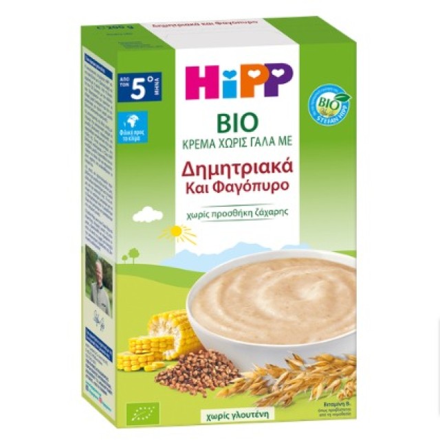 HiPP Bio Κρέμα με Δημητριακά & Φαγόπυρο Χωρίς Γάλα 5+ Μηνών 200gr