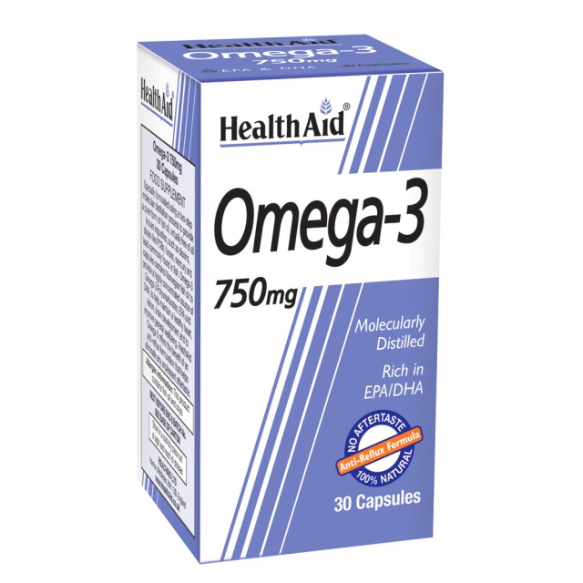 Health Aid Omega 3 EPA & DHA 750mg 30caps – Συμπλήρωμα με Πολυακόρεστα Λιπαρά Οξέα Ωμέγα 3