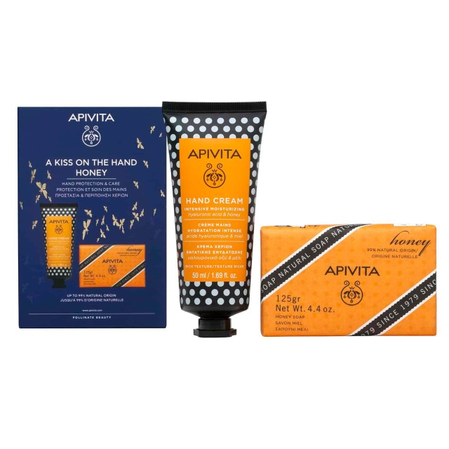 Apivita Promo Pack A Kiss On The Hand  Honey - Κρεμά Χεριών 50ml & Φυσικό Σαπούνι με Μέλι 125g