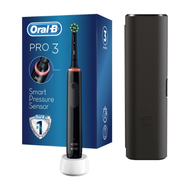 Oral-B Pro 3 3500 Ηλεκτρική Οδοντόβουρτσα Μαύρη & Θήκη Ταξιδιού