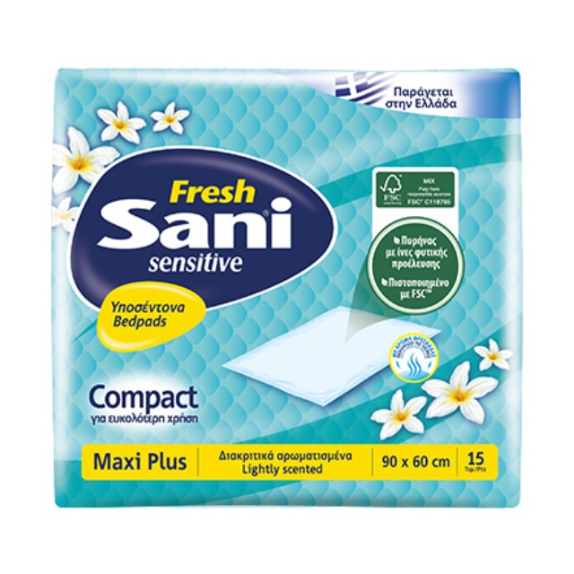 Sani Sensitive Fresh Maxi Plus 90 x 60cm 15 τεμάχια - Υπόσεντονα