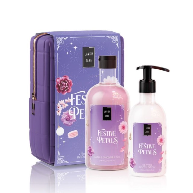Lavish Care Festive Petals Christmas Set Shower Gel 500ml & Body Lotion 300ml