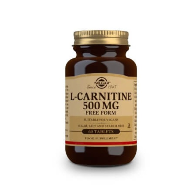 Solgar L-Carnitine 500mg 60 ταμπλέτες – Συμπλήρωμα Διατροφής Καρνιτίνης