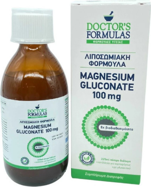 Doctors Formulas Magnesium Gluconate 100mg 225ml - Συμπλήρωμα διατροφής με γλυκονικό Μαγνήσιο