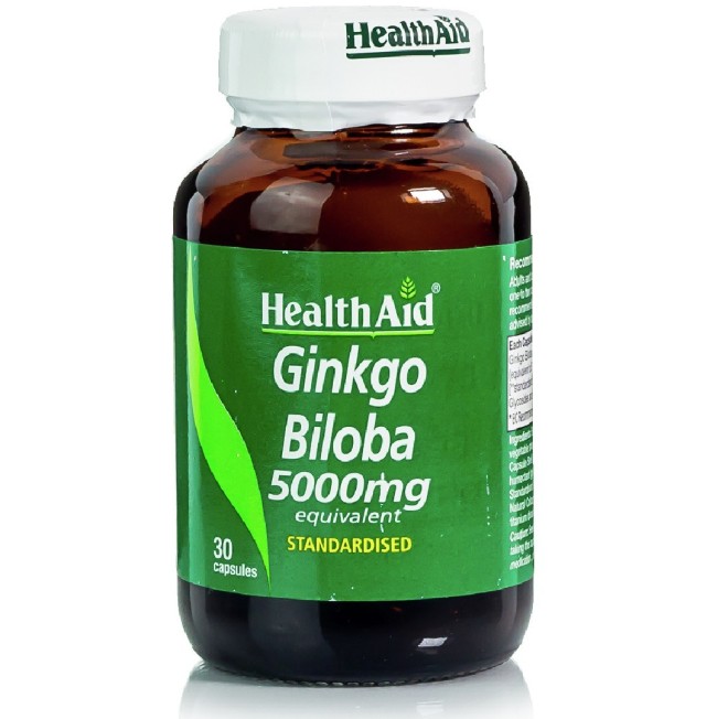Health Aid Ginkgo Biloba 5000mg 30caps – Συμπλήρωμα Κυκλοφοριακού με Βότανα Τζίνγκο Μπιλόμπα
