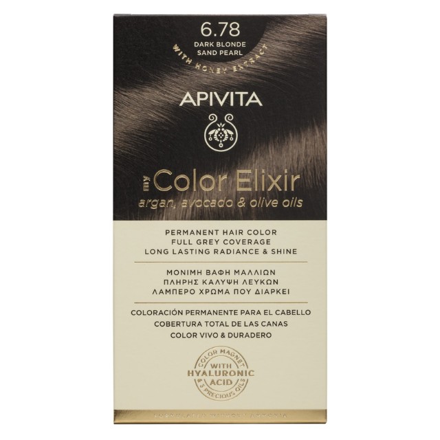 Apivita My Color Elixir – Βαφή μαλλιών χωρίς αμμωνία - 6.78 (Ξανθό σκούρο μπεζ περλέ)