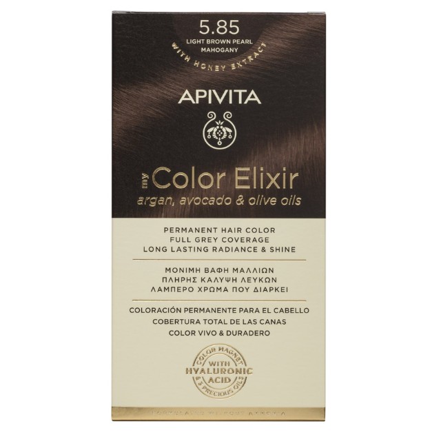 Apivita My Color Elixir – Βαφή μαλλιών χωρίς αμμωνία - 5.85 (Καστανό ανοιχτό περλέ)