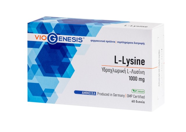 Viogenesis L-Lysine 1000mg 60tabs - Συμπλήρωμα Διατροφής με Αμινοξέα Κατά του Έρπη