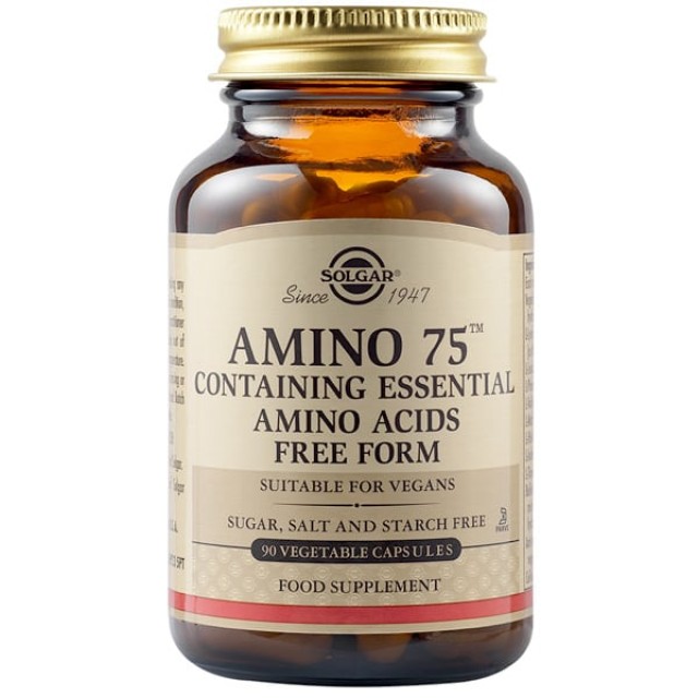 Solgar Amino 75 90 κάψουλες – Συμπλήρωμα Διατροφής με Ποικιλία Βασικών Αμινοξέων του Μυϊκού Συστήματος