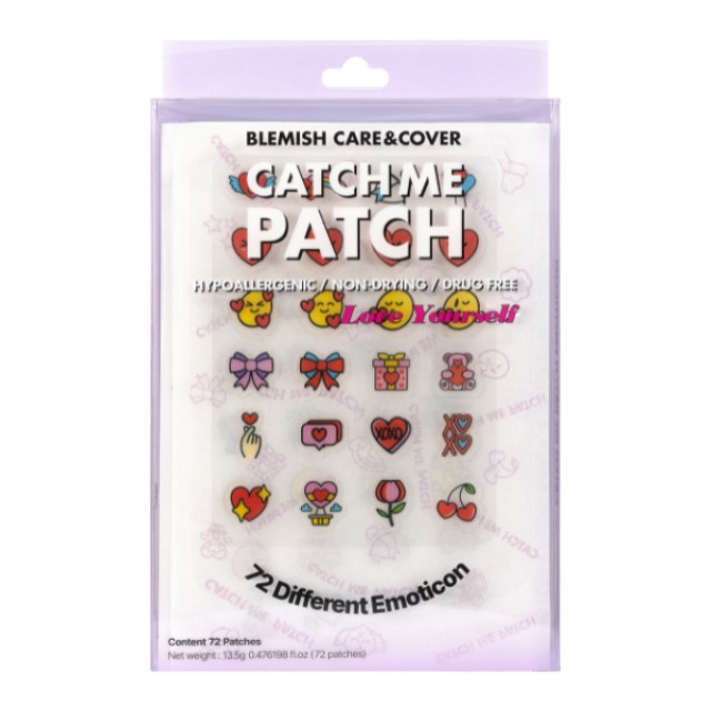 Catch Me Patch Love Yourself Emoticon Design 72pcs - Επιθέματα Υδρογέλης για Κάλυψη Σημαδιών