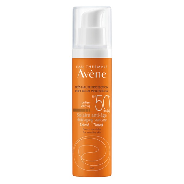 Avene Solaire Cream Anti-Age Tinted SPF50+, 50ml - Αντηλιακό  Υψηλής Προστασίας με Αντιγηραντική Φροντίδα και Χρώμα