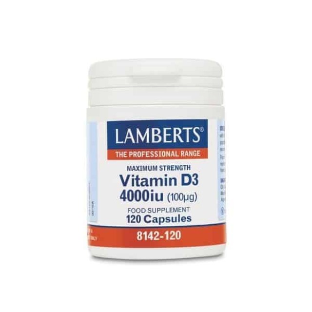 Lamberts Vitamin D3 4000IU – Για την Υγεία Οστών, Δοντιών και δυνατό Ανοσοποιητικό (100μg) 120 κάψουλες