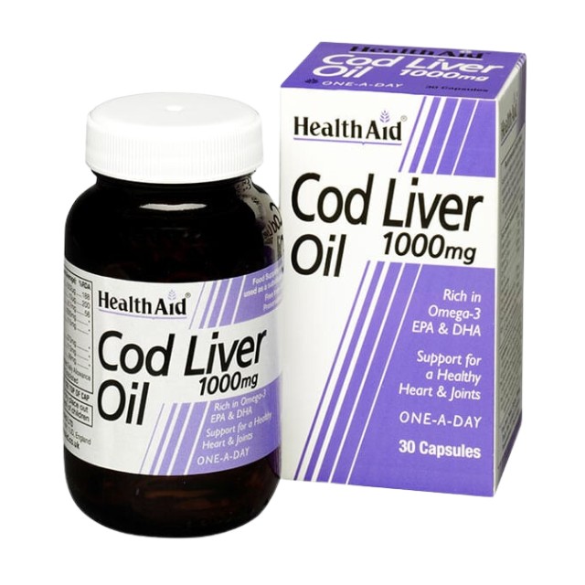 Health Aid Cod Liver Oil 1000mg 30caps – Αντρικό Συμπλήρωμα με Μουρουνέλαιο