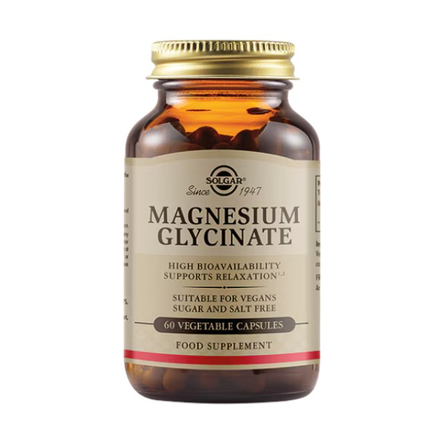Solgar Magnesium Glycinate 60caps - Συμπλήρωμα Διατροφής με Δισγλυκινικό Μαγνήσιο