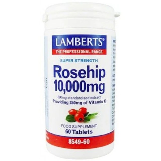 Lamberts Rose Ηip 10.000mg 60 Ταμπλέτες - Για την καλή λειτουργεία Χόνδρων, Ούλων, Δέρματος, Αγγείων & Ανοσοποιητικού