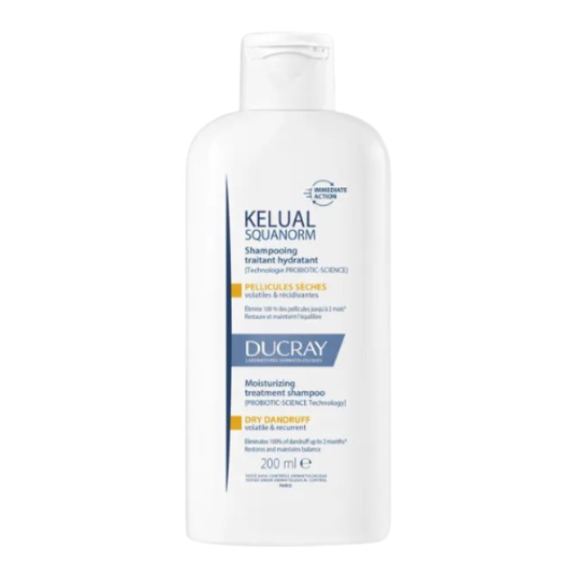 Ducray Kelual Squanorm Shampoo 200ml - Ενυδατικό Σαμπουάν Αγωγής για Ξηρή Πιτυρίδα