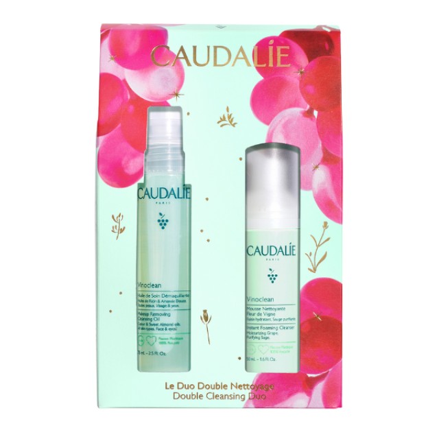 Caudalie Vinoclean Double Cleansing Duo Cleansing Oil 75ml & Foaming Cleanser 50ml