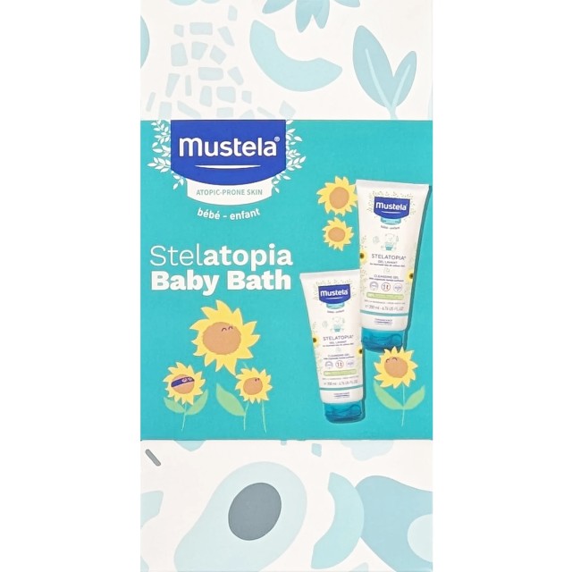 Mustela Promo Stelatopia Baby Bath Cleansing Gel 200ml + 200ml - Αφροντούζ για σώμα & μαλλιά