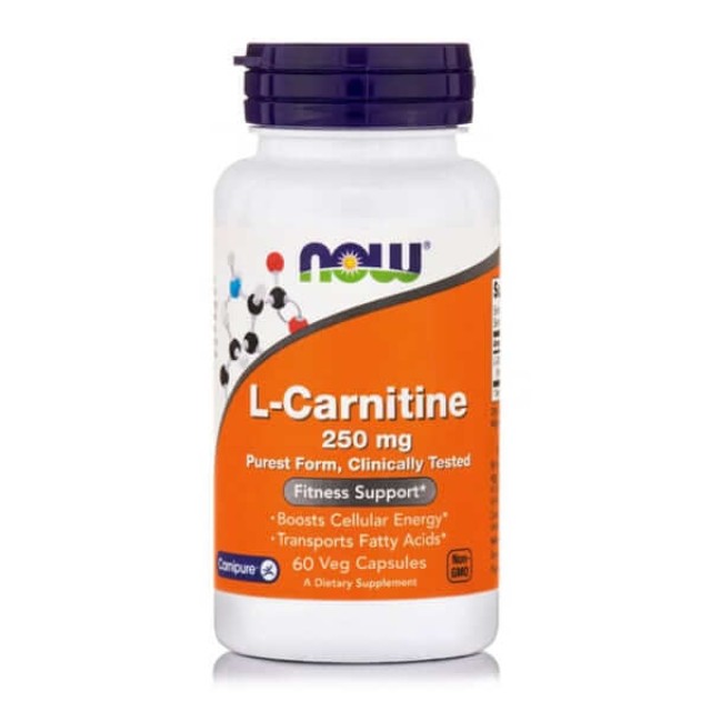 Now Foods L-Carnitine 250mg 60 Κάψουλες – Συμπλήρωμα Διατροφής με Καρνιτίνη