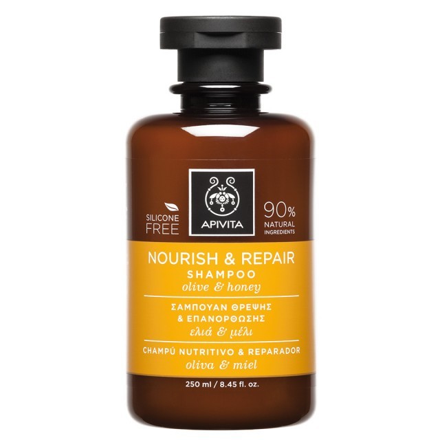 Apivita Nourish & Repair Shampoo 250ml - Σαμπουάν Θρέψης και Επανόρθωσης με Ελιά & Μέλι