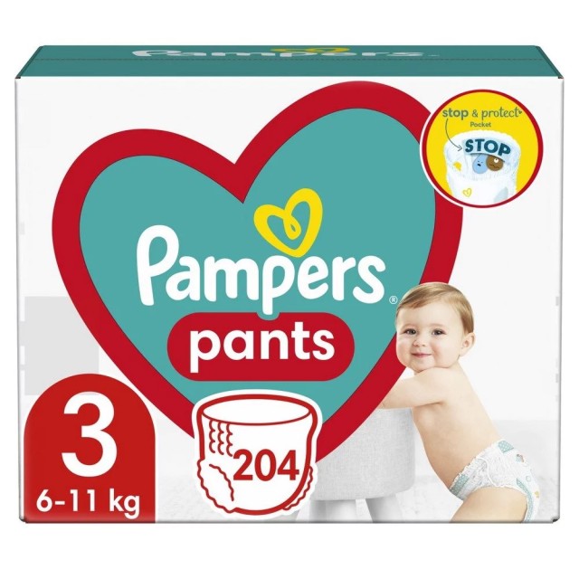 Pampers Pants No 3 (6-11 Kg) 204τμχ. Monthly Pack