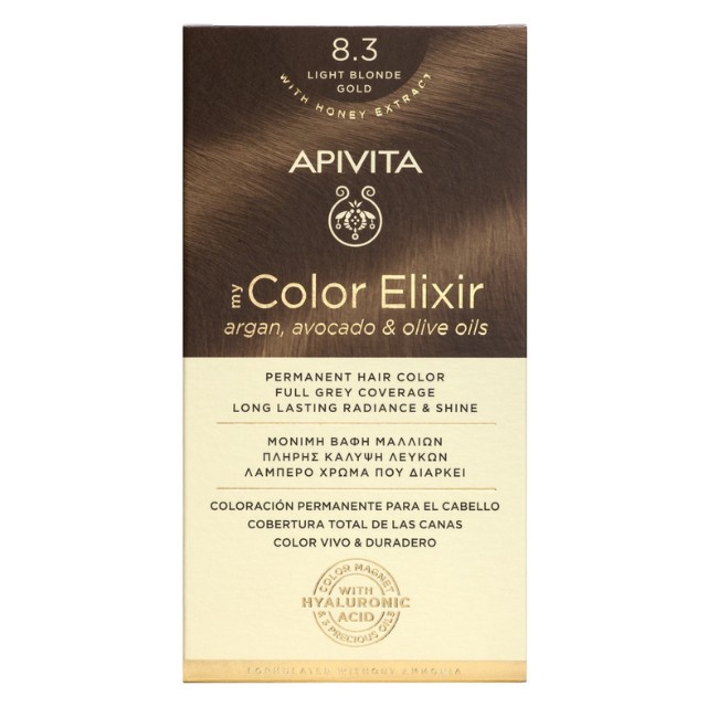 Apivita My Color Elixir – Βαφή μαλλιών χωρίς αμμωνία - 8.3 (Ξανθό ανοιχτό χρυσό)