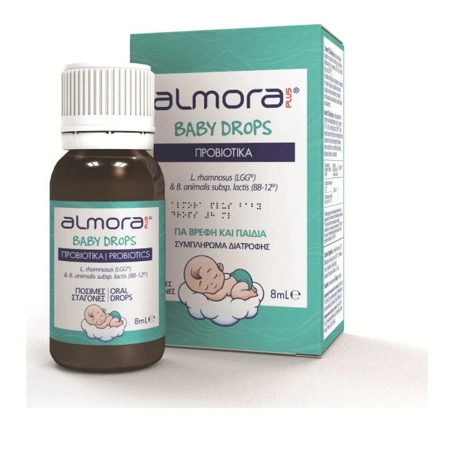 Elpen Almora Plus Probiotics Baby Drops 8ml – Παιδικό συμπλήρωμα διατροφής για την πρόληψη των γαστρεντερικών διαταραχών