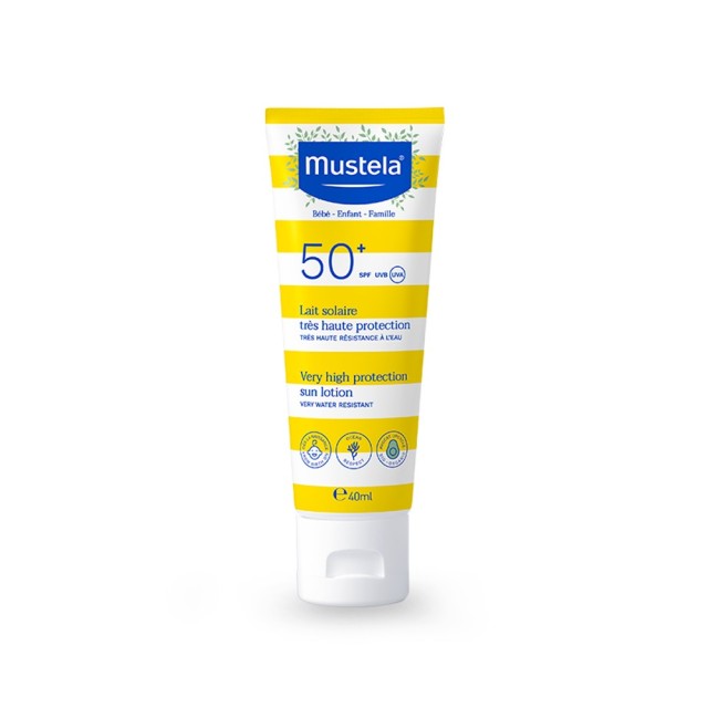 Mustela Very High Protection Sun Lotion Baby-Children-Family SPF50+ 40ml – Αντηλιακό γαλάκτωμα Σώματος & Προσώπου Υψηλής προστασίας για όλη την οικογένεια
