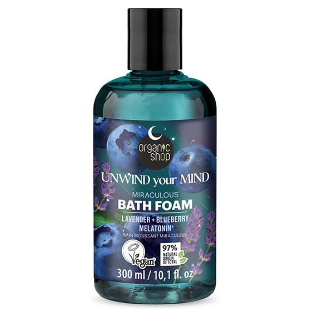 Natura Siberica Organic Shop Dreamy Night Unwind Your Mind 300ml - Χαλαρωτικός Αφρός Μπάνιου με Λεβάντα, Blueberry & Μελατονίνη, για Απόλυτη Χαλάρωση & Ήρεμο Ύπνο
