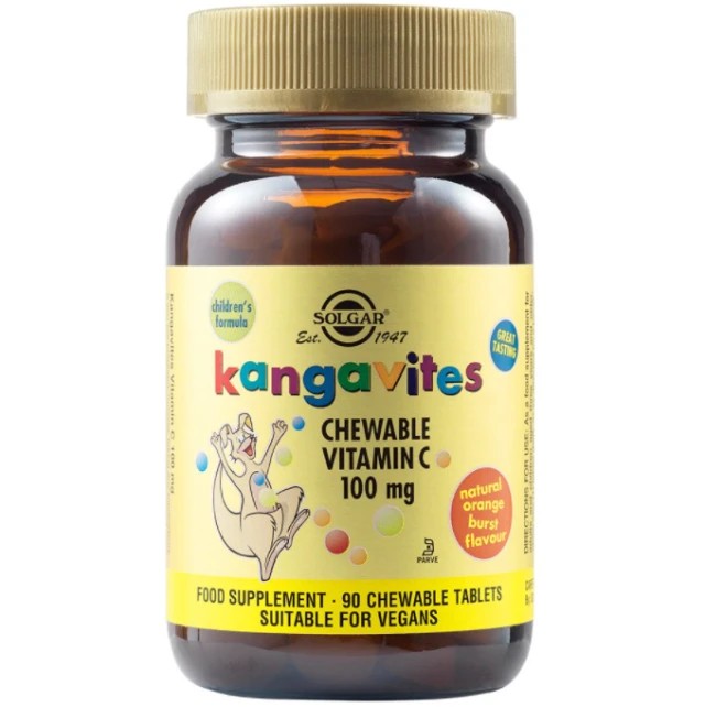 Solgar Kangavites Vitamin C 100mg 90 Μασώμενα δισκία