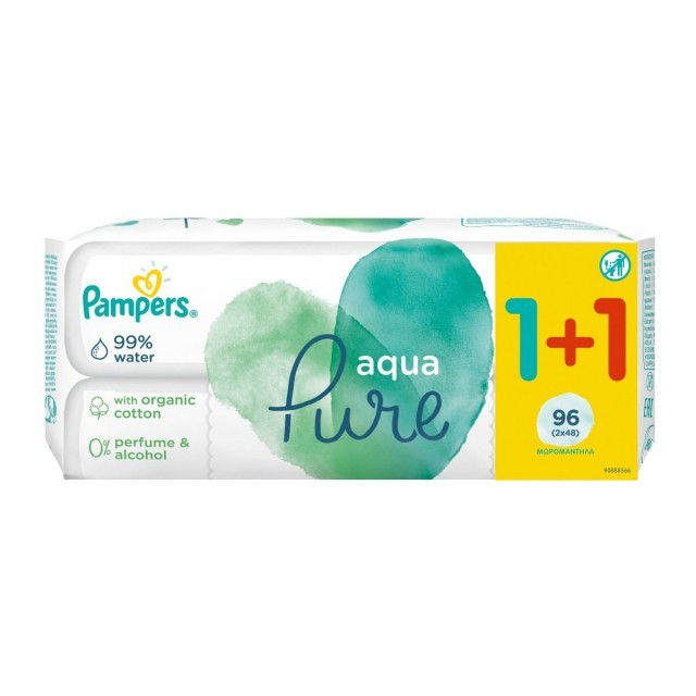 Pampers Wipes Promo Pack Aqua Pure - Μωρομάντηλα (2x48τμχ) 1+1 ΔΩΡΟ