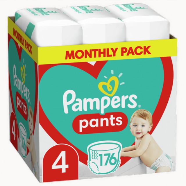 Pampers Pants No 4 (9-15kg)176 τμχ. Monthly Pack