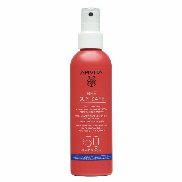 Apivita Bee Sun Safe Hydra Melting SPF50 200ml – Αδιάβροχο αντηλιακό σπρέι για πρόσωπο και σώμα