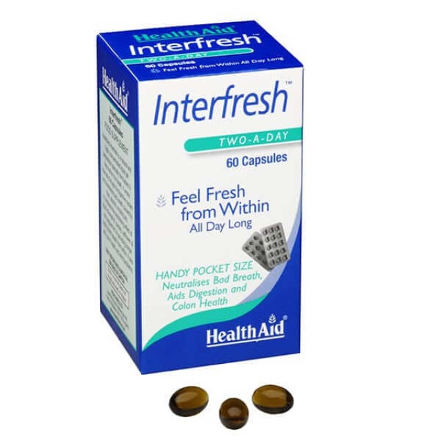 Health Aid Interfresh 60caps – Φυσικές Κάψουλες για την Καταπολέμηση της Δυσάρεστης Αναπνοής 