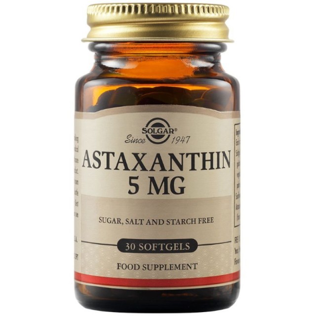 Solgar Astaxanthin 5mg 30 μαλακές κάψουλες - Ασταξανθίνη