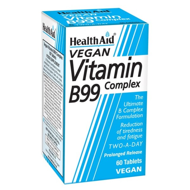 Health Aid Vitamin B99 Complex 60tabs -Συνδυασμός Βιταμινών του Συμπλέγματος Β με Σίδηρο και Βιταμίνη C