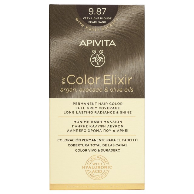 Apivita My Color Elixir – Βαφή μαλλιών χωρίς αμμωνία - 9.87 (Ξανθό πολύ ανοιχτό περλέ μπεζ)