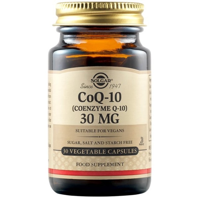 Solgar Coenzyme Q10 30mg 30 κάψουλες – Συμπλήρωμα Διατροφής για Ενίσχυση Ενέργειας