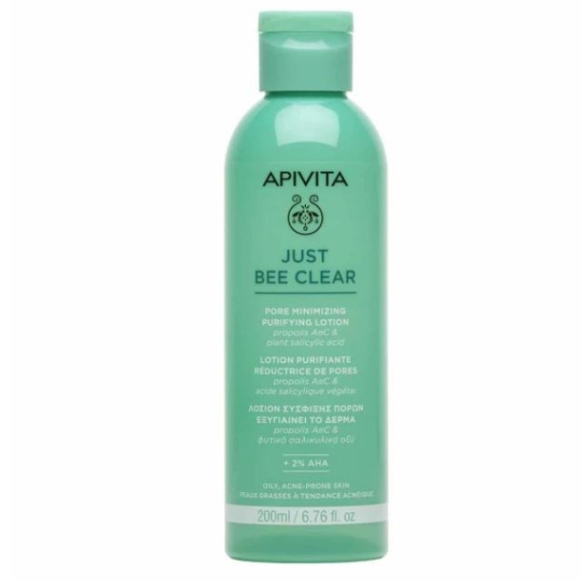 Apivita Just Bee Clear Purifying Lotion 200ml - Λοσιόν Σύσφιξης Πόρων που Εξυγιαίνει το Δέρμα