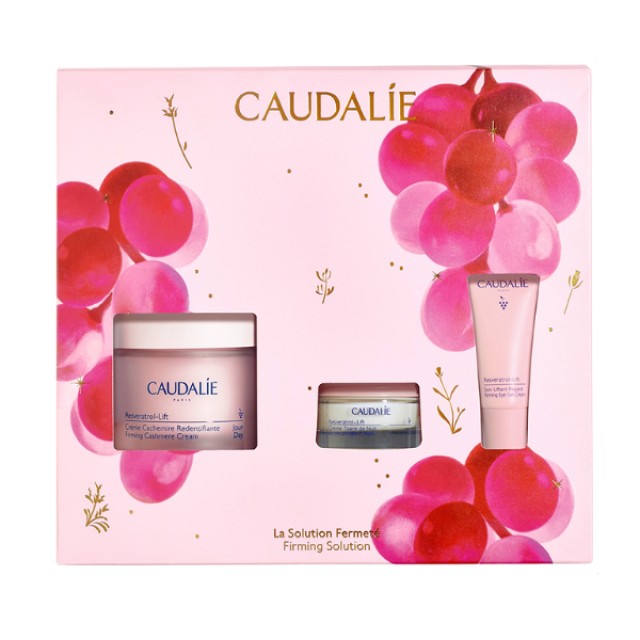 Caudalie Gift Set Resveratrol Firming Solution Cashmere Cream 50ml, Night Cream 15ml, Eye Gel Cream 5ml