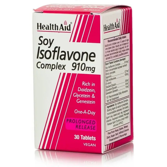 Health Aid Soy Isoflavones Complex 910mg 30tabs – Συμπλήρωμα Διατροφής με Ισοφλαβόνες Σόγιας για την Εμμηνόπαυση