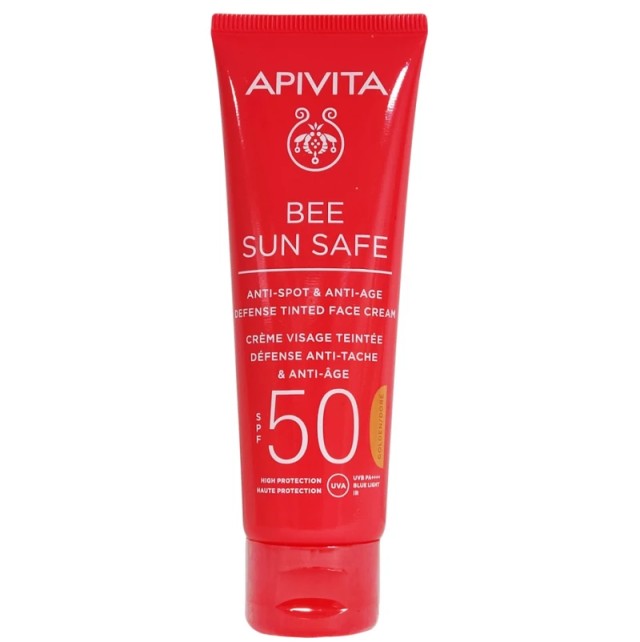Apivita Bee Sun Safe Anti-Spot & Anti-Age Defence Gold Tinted Face Cream SPF50 50ml - Κρέμα Προσώπου Κατά των Πανάδων & των Ρυτίδων με Χρώμα