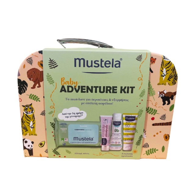 Mustela Baby Adventure Kit Sun Lotion SPF50+ 40ml & Cleansing Water 100ml & Cleansing Wipes 60τμχ & Κρέμα Αλλαγής Πάνας 50ml