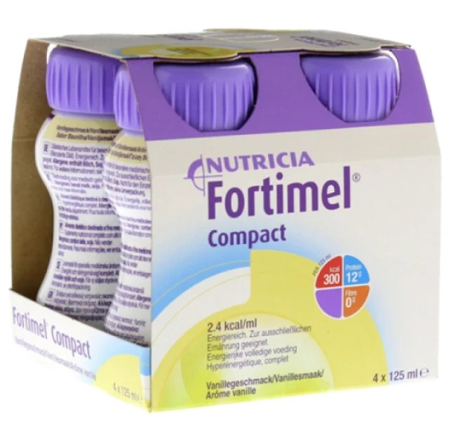 Nutricia Fortimel Compact 4x125ml - Θρεπτικό Συμπλήρωμα Πλούσιο σε Πρωτεΐνες & Ενέργεια με Γεύση Βανίλια