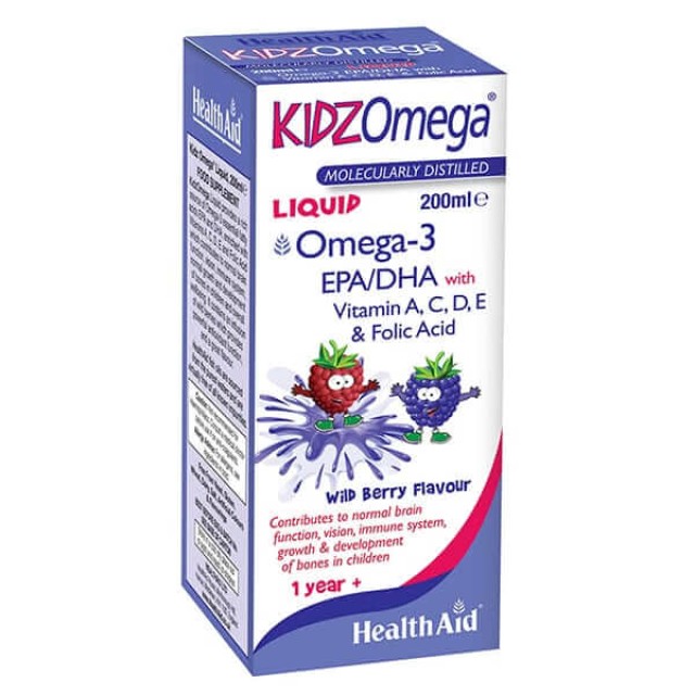 Health Aid Kidz Omega EPA/DHA 200ml – Παιδικό Σιρόπι με Βιταμίνες Ω3 & Φολικό Οξύ