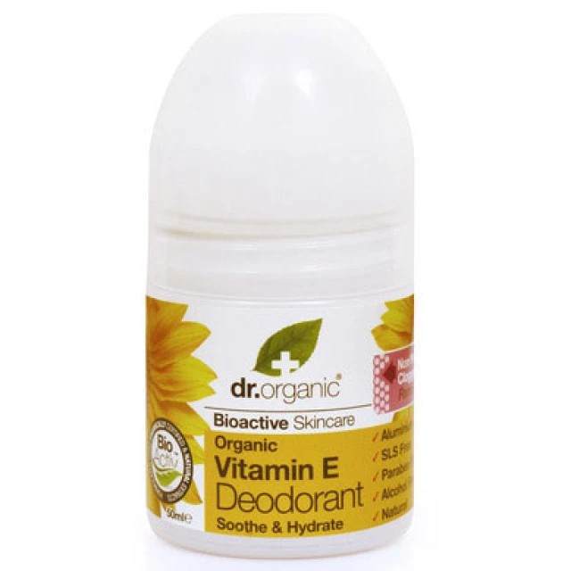 Doctor Organic Vitamin E Deodorant 50ml - Αποσμητικό σε μορφή Roll-on με Βιολογικό Έλαιο Τεϊόδεντρου